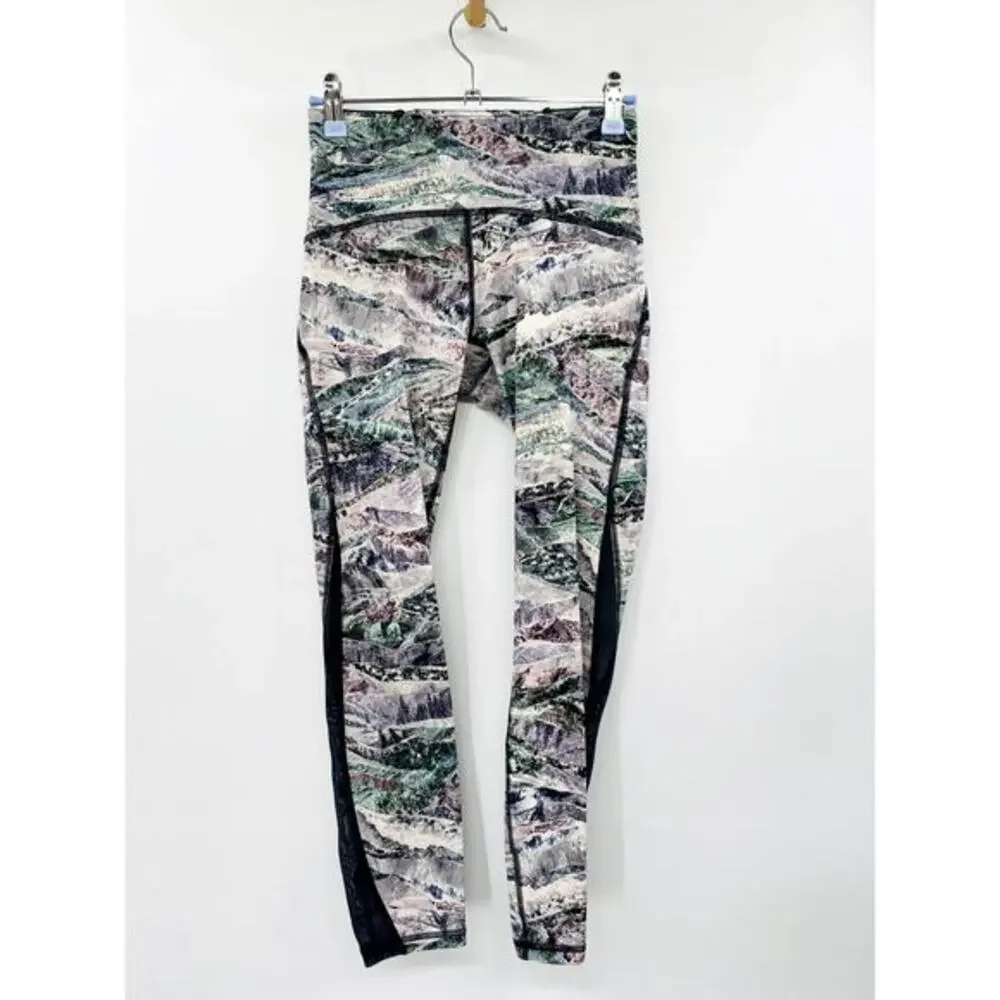 Lululemon‎ 4 purple Train Times 7/8 leggings Springscape Multi